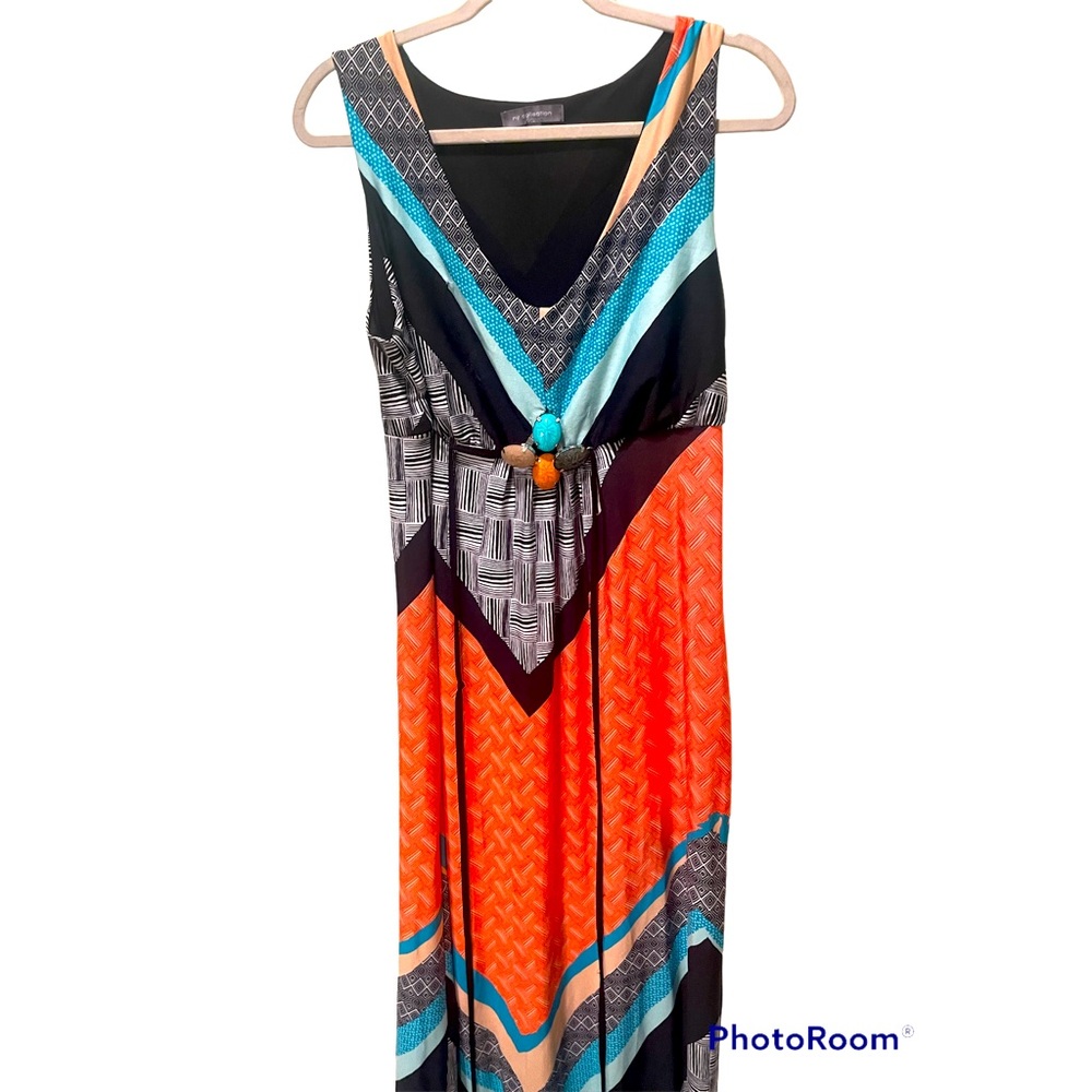 New York Collection Long Multicolor dress with jewelry
